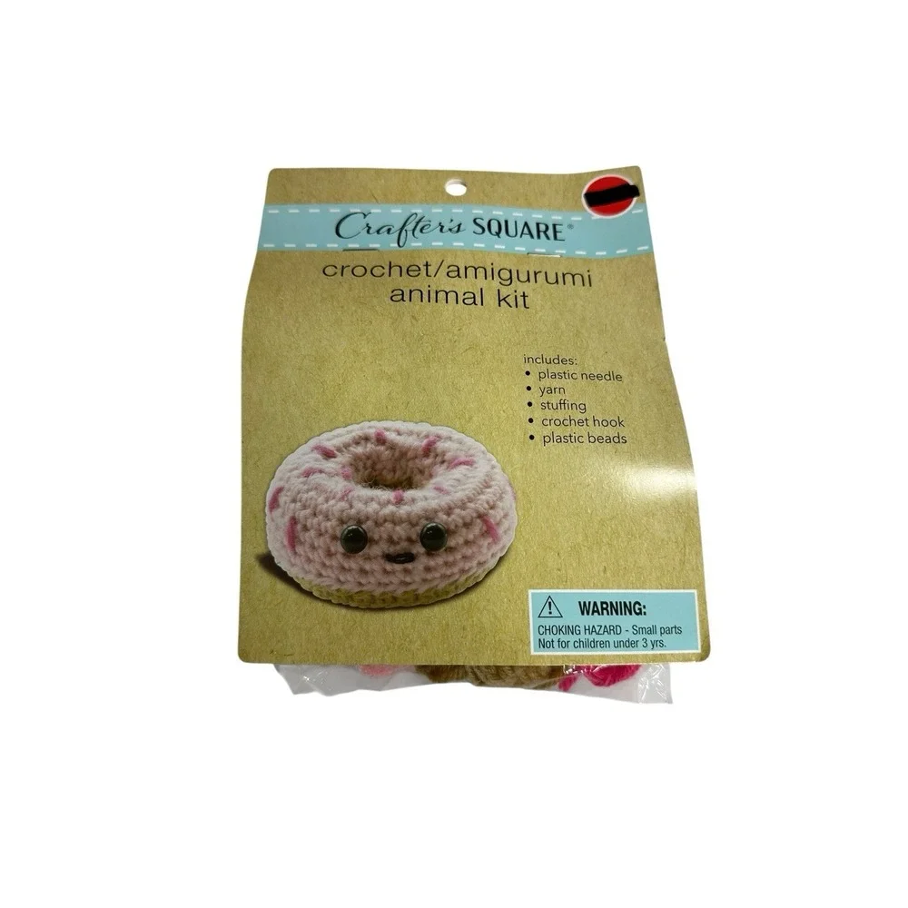 NEW crafters square crochet amigurumi animal kit learn‎ to crochet DONUT FOOD